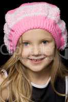 beautiful little girl in pink beret