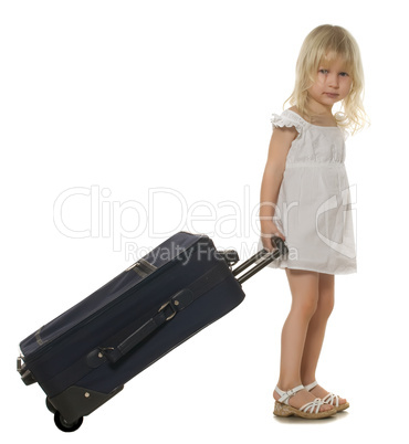 little girl with  suitcase