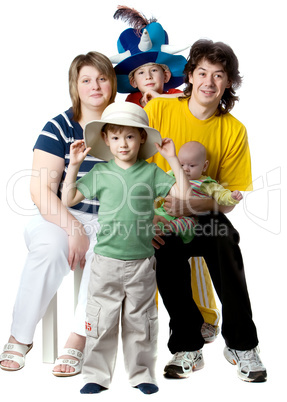 Happy family from five person