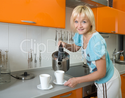 young woman preparing tea