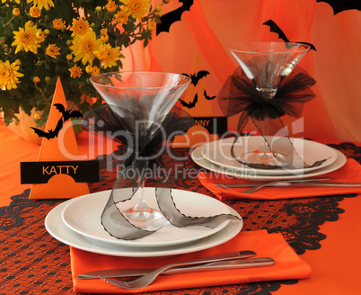 Festive table on Halloween