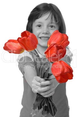 girl with tulips