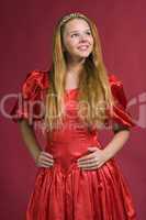 beautiful  girl in red dress