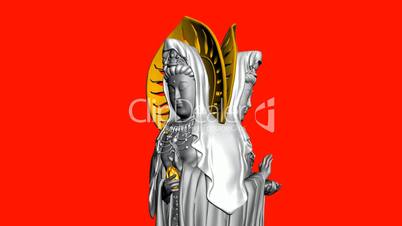 Rotation of 3D Guanyin Buddha Sculpture.religion,statue,goddess,female,pray,culture,chinese,china,belief,asia,