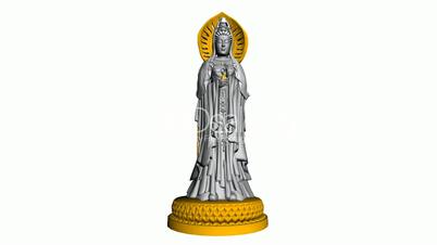 Rotation of 3D Guanyin Buddha Sculpture.religion,statue,goddess,female,pray,culture,chinese,china,belief,asia,