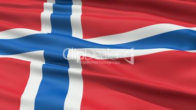 Realistic 3D detailed slow motion norway flag in the wind
