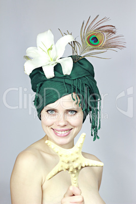 exotic girl with a starfish exotic girl with a starfish