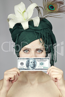 girl with money near the person