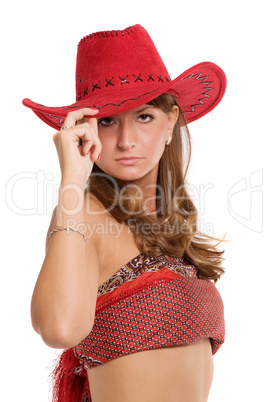 girl in a red hat