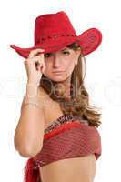 girl in a red hat