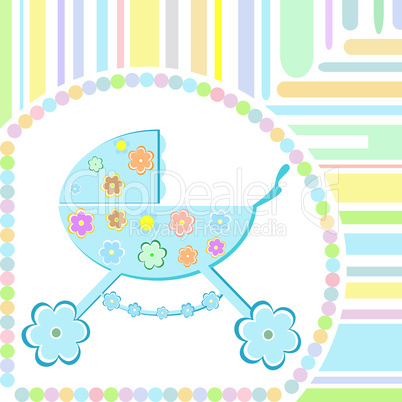 Baby boy arrival announcement card vector