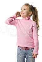 little girl talks by mobile phone