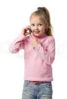 little girl talks by mobile phone