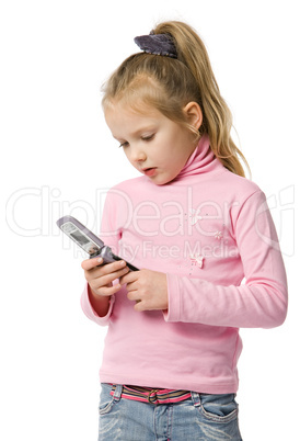 little girl talks by mobile phone