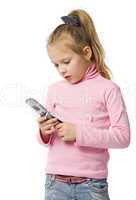 little girl talks by mobile phone