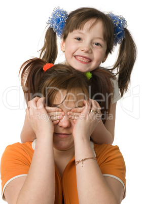 Smiling daughter with mom