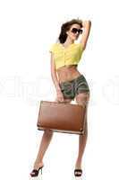 attractive woman with suitcase