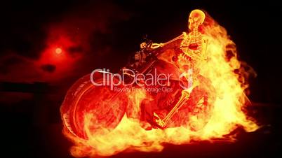 Skeleton biker on fire