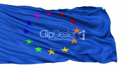Realistic 3D detailed slow motion Europe gay flag in the wind