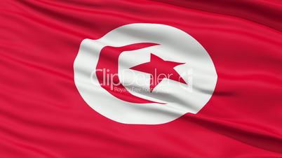 Realistic 3D detailed slow motion tunisia flag in the wind