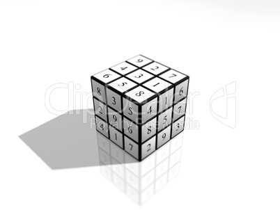 Sudoku numbers cube puzzle