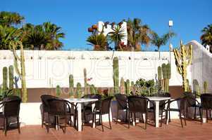 Open-air restaurant  at the oriental style luxury hotel, Tenerif