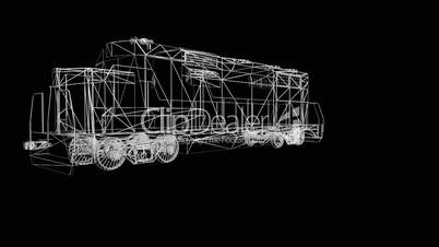 Rotation of 3D Train.locomotive,railroad,train,transportation,travel,passenger,Grid,mesh,sketch,structure,