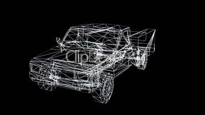 Moving of 3D utility truck.automobile,shipping,transportation,freight,cargo,vehicle,highway,Grid,mesh,sketch,structure,