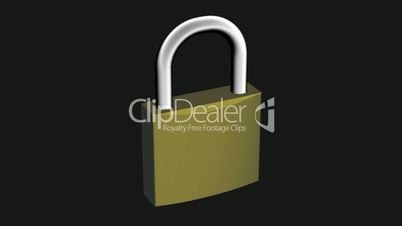 Rotation of 3D lock.security,padlock,safety,metal,safe,protection,steel,key,