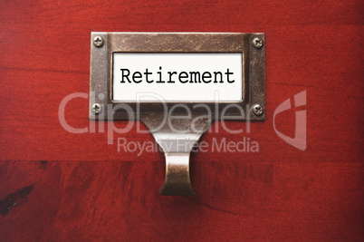 Lustrous Wooden Cabinet with Retirement File Label