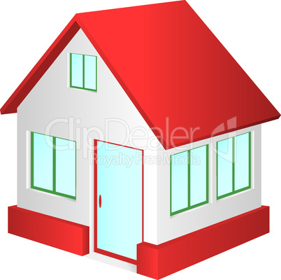 House with red roof.