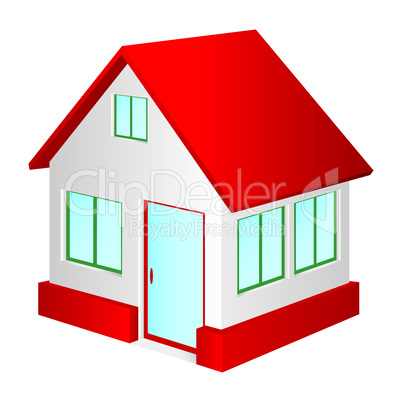 House with red roof.