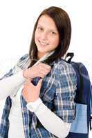 Student teenager happy girl with schoolbag