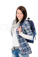 Student teenager happy girl with schoolbag