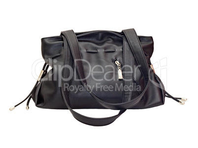 Women's black leather handbag