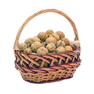 wicker basket with walnuts