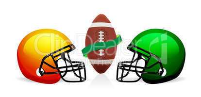 american football ball and helmet vector