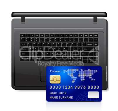 Credit card on a laptop