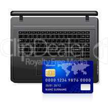 Credit card on a laptop