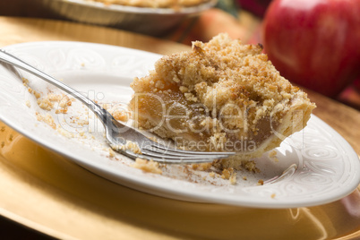 Half Eaten Apple Pie Slice with Crumb Topping