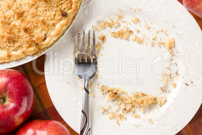 Overhead of Pie, Apples and Copy Spaced Crumbs on Plate
