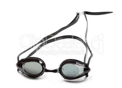 Goggles for swimming with water drops