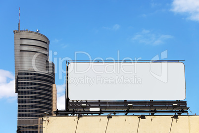 Blank Billboard in City Downtown