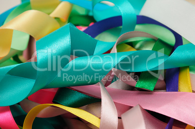 Multi-colored satin ribbons