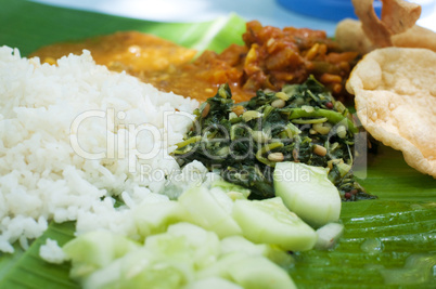 Indian cuisine banana leaf
