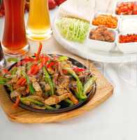 original fajita sizzling hot  on iron plate