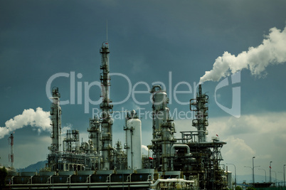 Oil refinery with smoke