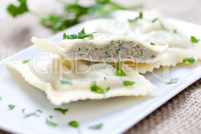 Maultaschen mit Fleischfüllung / ravioli with meat filling