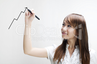 Young woman drawing graph