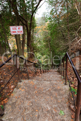 Use at Own Risk Steep Hazardous Staircase